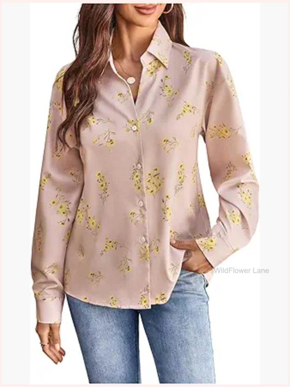 Long Sleeve Floral Button Down Shirt Blouse